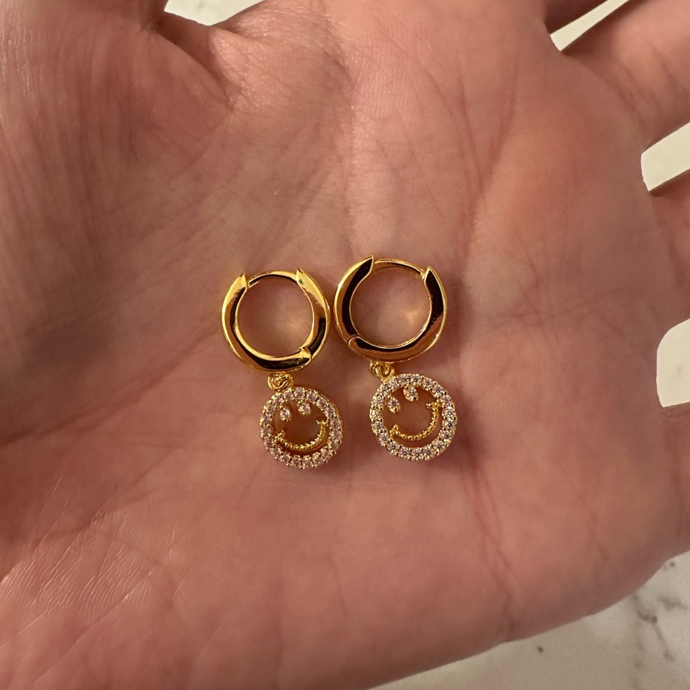 STUDS Pave Smiley Earrings NWT